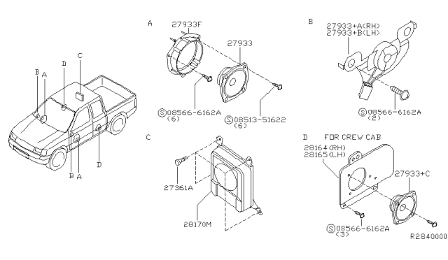 2000 Nissan Frontier Speaker Unit Diagram for 28156-8B400