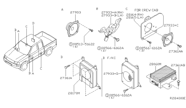 2003 Nissan Frontier Speaker Unit Diagram for 28156-7Z900