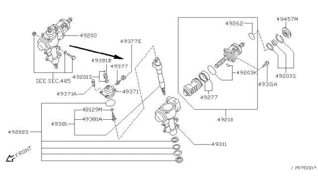 1999 Nissan Frontier Gear-Power STER Diagram for 49200-9Z011