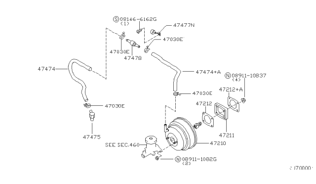 1998 Nissan Frontier Hose-Booster Diagram for 47471-3S600