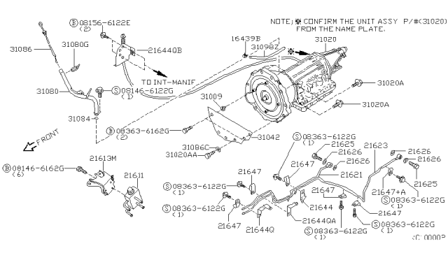 2001 Nissan Frontier Auto Transmission,Transaxle & Fitting Diagram 1