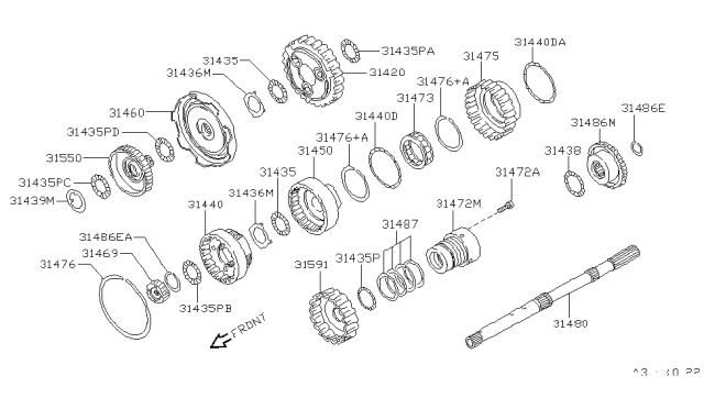 1998 Nissan Frontier Governor,Power Train & Planetary Gear Diagram 2