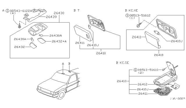 2000 Nissan Frontier Lamp Assembly-Room Diagram for 26410-9Z300