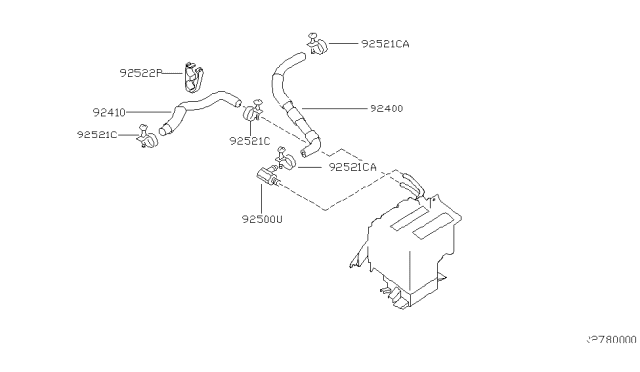 1999 Nissan Frontier Hose-Heater,Outlet Diagram for 92410-3S500