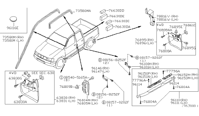 2002 Nissan Frontier Body Side Fitting Diagram 1
