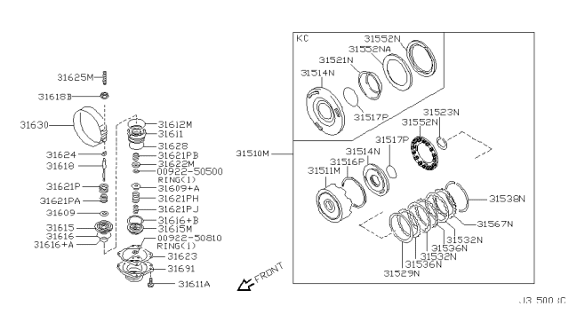 2004 Nissan Frontier Plate-Retaining Diagram for 31537-42X23