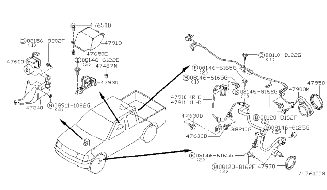 2000 Nissan Frontier Guard - Anti SKID Sensor Harness Diagram for 47919-3S505