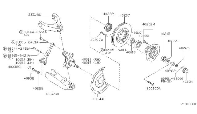 1998 Nissan Frontier Arm-Knuckle,LH Diagram for 40053-3S600