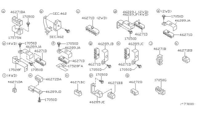 2004 Nissan Frontier Clamp-Tube Diagram for 46289-3S505