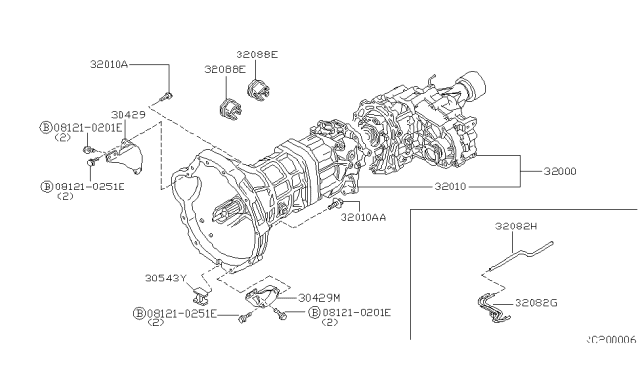 2001 Nissan Frontier Manual Transmission, Transaxle & Fitting Diagram 3