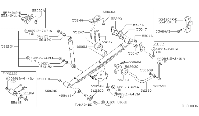 1999 Nissan Frontier ABSORBER Kit Shock, Rear Diagram for 56200-9Z325