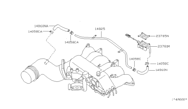 2002 Nissan Frontier Hose-Air Diagram for 14099-4S105