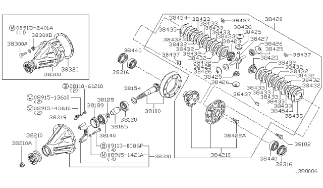 2002 Nissan Frontier Final Drive Assembly,W/EAL Sensor Diagram for 38301-K4407