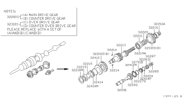 1999 Nissan Frontier Key-WOODRUFF Diagram for 32214-58S61