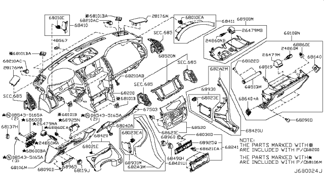 2017 Nissan Armada Lid-Cluster Diagram for 68260-1LA0A