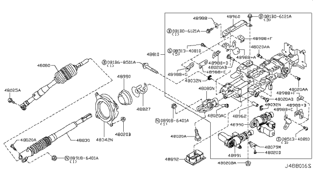 2017 Nissan Armada Motor Assembly - Tilt Diagram for 48990-1LB6D