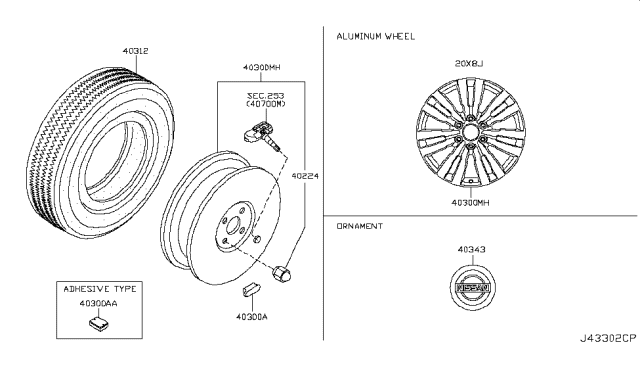 2017 Nissan Armada Aluminum Wheel Diagram for D0C00-1A60C