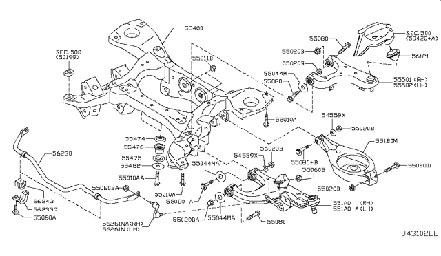 2017 Nissan Armada Arm Assy-Rear Suspension,LH Diagram for 55502-5ZA0A