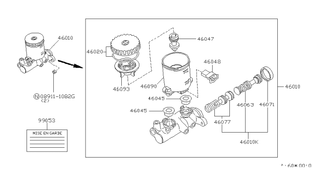 1985 Nissan Maxima Cylinder Brake Mst Diagram for 46010-17E00