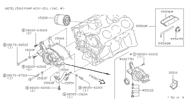 1988 Nissan Maxima Oil Strainer Diagram for 15050-16E00