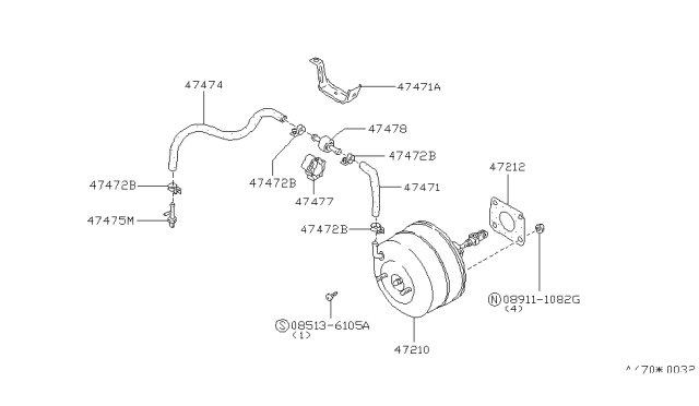 1985 Nissan Maxima Connector-Booster Hose Diagram for 01691-00511