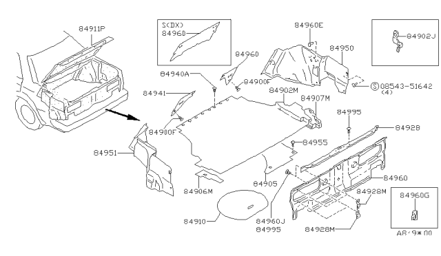 1987 Nissan Maxima FINISHER Trunk Lid Diagram for 84966-28E00