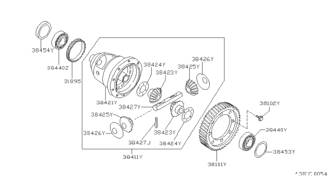 1986 Nissan Maxima Washer Thrust Gear Diagram for 38424-21X01