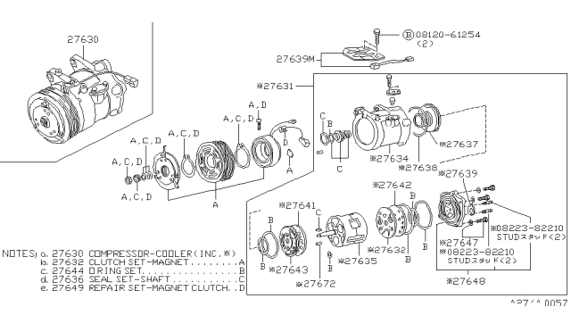 1987 Nissan Maxima Compressor Assembly - Cooler Diagram for 92600-16E08