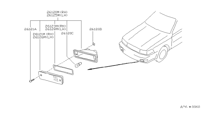 1988 Nissan Maxima Lens-Front Turn Signal,R Diagram for 26131-38E00