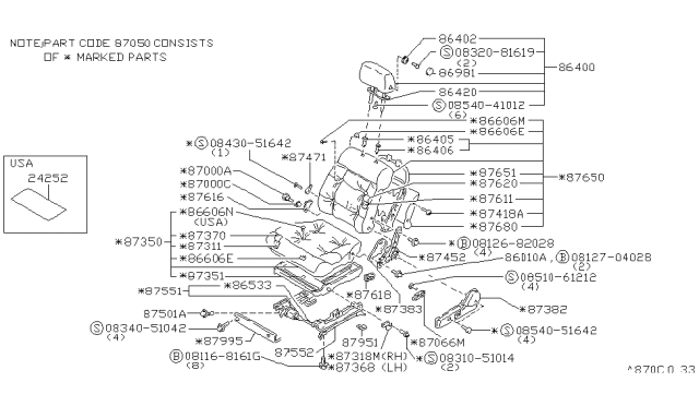 1988 Nissan Maxima Screw Diagram for 87619-03E00