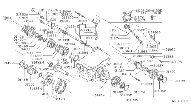 1985 Nissan Maxima Washer-Spring Diagram for 08915-1362A