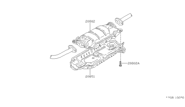 1988 Nissan Maxima Three Way Catalytic Converter With Shelter Diagram for 20802-38E25