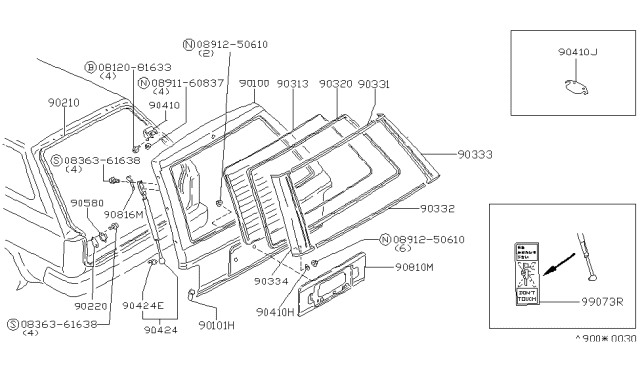 1987 Nissan Maxima Handle Assembly Front Door Outside Diagram for 90810-48E01