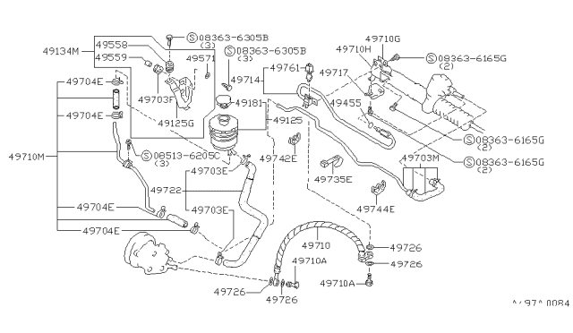 1985 Nissan Maxima Hose Pump RESER Diagram for 49723-05E01