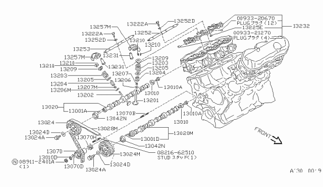 1987 Nissan Maxima Belt-Timing Diagram for 13028-12G00