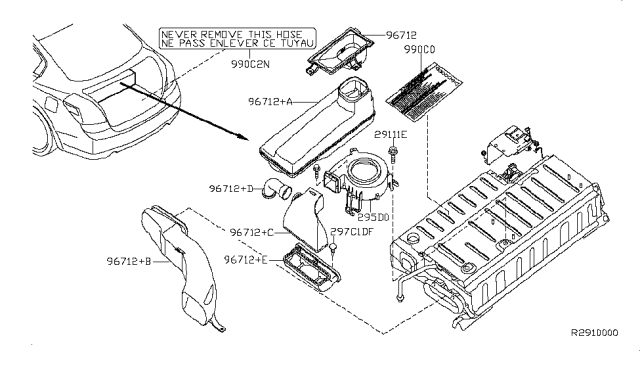 2007 Nissan Altima Duct-Battery,Front Diagram for 96713-JA88A