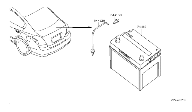 2009 Nissan Altima Battery & Battery Mounting Diagram