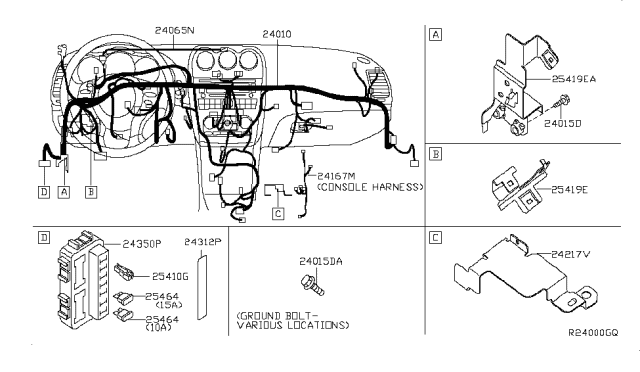 2007 Nissan Altima Harness Assembly-Main Diagram for 24010-JA71A