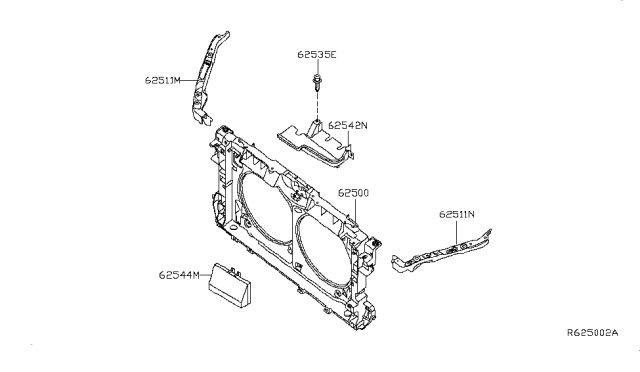 2011 Nissan Altima Seal-Radiator Core Support Diagram for 62544-JA00A
