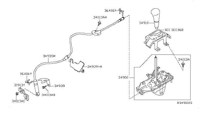 2007 Nissan Altima Bracket-Cable Mounting Diagram for 34939-JA80A