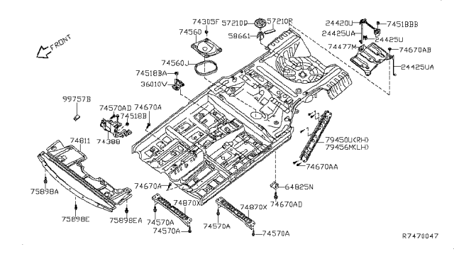 2011 Nissan Altima Stay Assembly-Tunnel Diagram for 74871-JA000