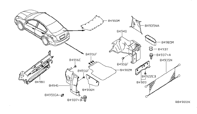 2009 Nissan Altima RETAINER BRN Diagram for 84980-ZX80A