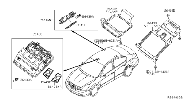 2010 Nissan Altima Lamp Assembly-Map Diagram for 26430-JA00A