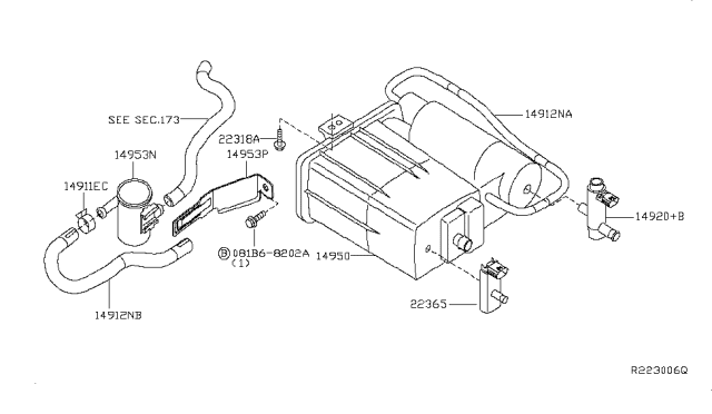 2008 Nissan Altima CANISTER Assembly-EVAPORATION Diagram for 14950-JA80A