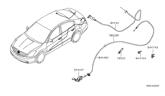 2009 Nissan Altima Cable-Trunk Lid Opener Diagram for 84652-JA000