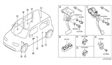 Diagram for 2009 Nissan Cube Power Window Switch - 25401-1FC0A