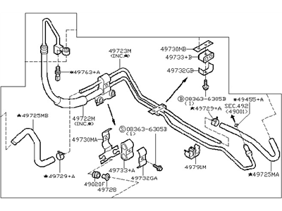 Nissan 49710-CF40A Hose & Tube Set-Power Steering
