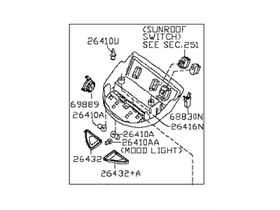 Nissan 26430-7S601 Lamp Assembly-Map