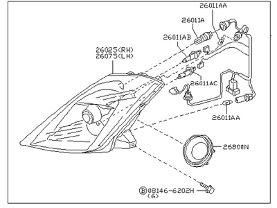 Nissan 26010-CF40B Passenger Side Headlight Assembly