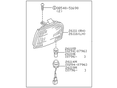 Nissan 26145-40A10 Lamp Clearance LH